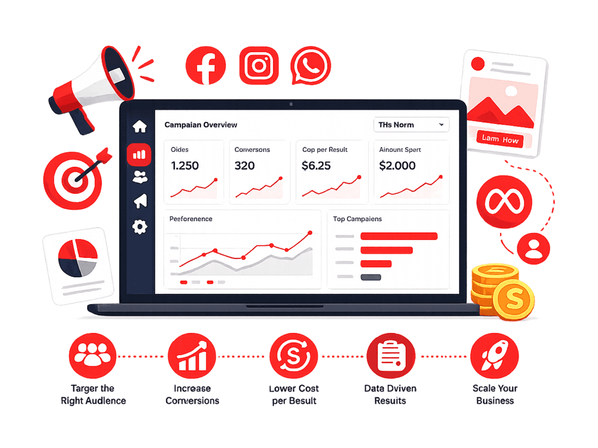 <p><span style="color:hsl(4, 86%, 54%);">Grow Your Business</span> with Expert Meta Ads Management</p>